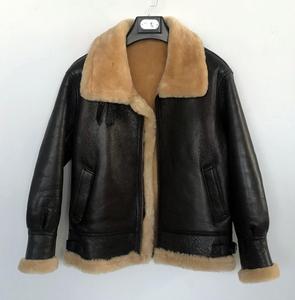 Venta superior Real Sheep Skin Men's Bomber Chaqueta de cuero Abrigo de moda para hombres Hecho de cuero original - Product Image 6
