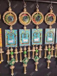 Hermosa Rosa shubh labh Pichwai colgante de pared para Diwali decoración hogar regalo corporativo decoración de lujo - Product Image 2