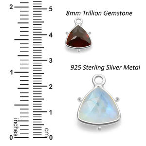 925 argent Sterling à facettes trillion rose calcédoine pierre précieuse ethnique bijoux à bricoler soi-même lunette réglage collier pendentif mode charme - Product Image 2