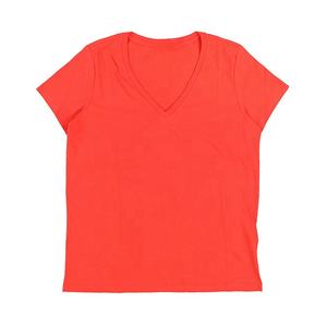 Camisetas casuales de media manga con cuello redondo de alta calidad para mujer 100% algodón/poliéster sólido logotipo personalizado bordado camisa de moda - Product Image 1