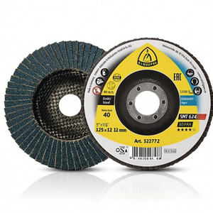 KLINGSPOR SMT 624 Supra Disco de Láminas Cónicas de 125 mm, Grano 120, 12 Unidades, INOX, Zirconia Corundum, Paquete de 10 Tamaños para Lijado - Product Image 3