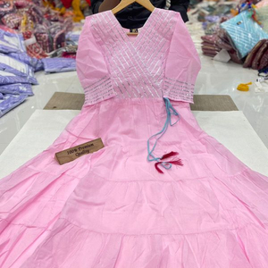 ชุดราตรียาวผ้าคอตตอนบริสุทธิ์,เดรสลำลองสีสันสวยงามสำหรับใส่ทำงานที่คอและแขน - Product Image 1