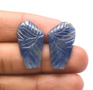 Pares de tallas de zafiro azul natural elegante de 27,10 CTS, talla de mariposa para pendientes, piedra preciosa suelta de zafiro azul Vintage - Product Image 1