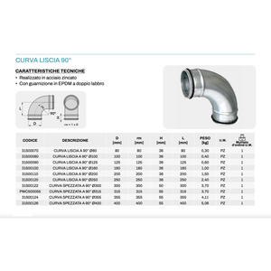 Piezas Tecnosystemi 90 Smooth Bend para sistemas HVAC de conductos circulares - Product Image 2