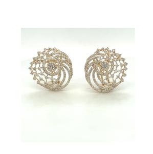 Nuevos pendientes de diamantes naturales de oro amarillo de 14 quilates de moda para ocasiones especiales de mujer - Product Image 2