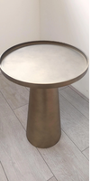 Meilleure vente Table basse ronde en métal doré avec plateau en bois de haute qualité Grand design traditionnel de haute qualité-Prix de gros