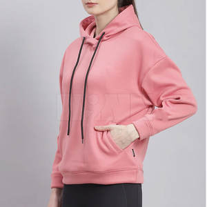 เสื้อฮู้ดของผู้หญิงผ้าคอตตอน100% แห้งเร็วระบายอากาศได้ดีปกเสื้อมีฮู้ดด้านหน้าโลโก้ฤดูหนาวซับในดีไซน์ราคาถูก - Product Image 2