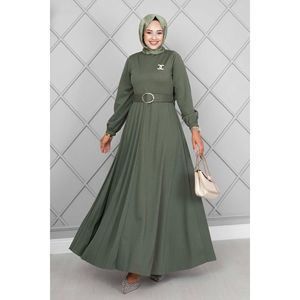 เดรสฮิญาบคาดเอวสีเขียวอัลมอนด์สำหรับเด็กผู้ชายและเด็กผู้หญิงเสื้อผ้าสไตล์ดั้งเดิมผ้าแอสมารา - Product Image 2