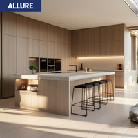 Fabricants Allure Contreplaqué Matériel De Cuisine Complet Moderne Placage de Bois Placards Armoire Cuisine Îlot Table avec Rangement