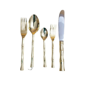 Manufacturer Brass Spoon <b>Gold</b> Flatware Set Tableware Elegant Dinnerware Eco Friendly Cutlery Set Best Price - Product Image 5