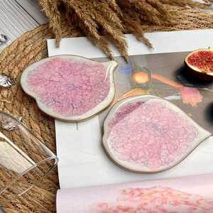 Ensemble de sous-verres en bois faits à la main Tapis époxy à motif floral intégrés Style moderne Personnalisable Couleur/Taille/Logo-Table à manger élégante - Product Image 3