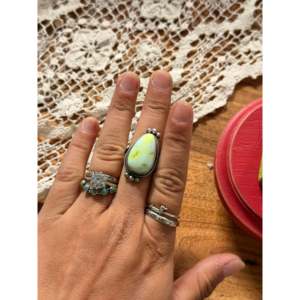 Scott Skeets Boho <b>Statement</b> <b>Ring</b> Palomino Variscite & Sterling <b>Silver</b> Bezel Set Size 8.25 Everyday Wear - Product Image 2
