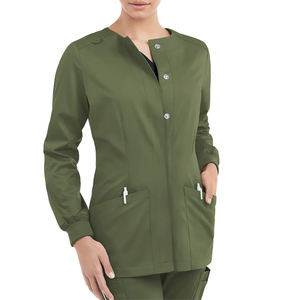 Veste de travail unisexe légère et respirante en mélange de coton, poignets élastiques, logo personnalisé, détection des aiguilles, uniforme d'hôpital - Product Image 1