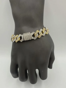 Unisex 925 Sterling Silver Style Diamond Cuban Link <b>Bracelet</b> Full Iced Moissanite Multicolor Stone Hip Hop <b>Bracelets</b> - Product Image 3