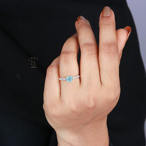 925 bague en pierre aigue-marine en argent Sterling massif pour femmes bague de déclaration en pierre solide naturelle bague de bijoux fins semi-précieuses - Product Image 5