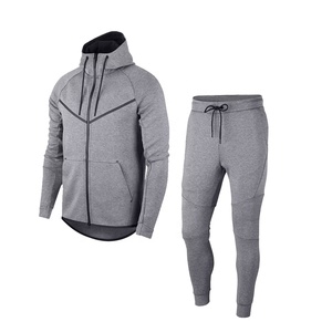 Ensemble de survêtement d'hiver en molleton technique uni imprimé, sweat à capuche zippé intégral, pantalon de jogging, ensemble de jogging unisexe coupe-vent - Product Image 6