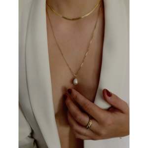 Collier de perles d'eau douce baroques en forme de goutte d'eau avec sertissage clos, plaqué or 14K/18K et or rose, style tendance pour cadeau - Product Image 4