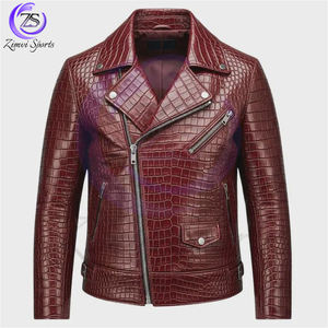 Nouvelles vestes tendance en cuir véritable gaufré personnalisées avec support respirant, fermeture éclair de marque, texture texturée pour hommes, hiver par Zimvi Sports - Product Image 1