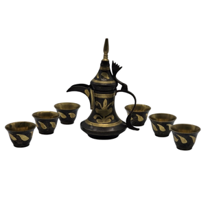 ชุดกาแฟหรือชุดน้ำชาทองเหลืองคุณภาพสูงสไตล์วินเทจ พร้อมลวดลายแกะสลักลายนกยูง ขัดเงาสำหรับใช้ในบ้านและโรงแรม - Product Image 4