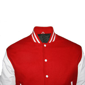 Chaqueta de béisbol con mangas de cuero y bordado personalizado para hombre con letras universitarias de alta calidad de fábrica - Product Image 4