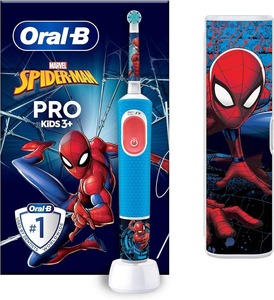 แปรงสีฟันไฟฟ้า Oral-B Pro สำหรับเด็กหัวแปรงสีฟัน1หัวสติกเกอร์สไปเดอร์แมน4ชิ้นเคสสำหรับเดินทาง1ชิ้นโหมดไวต่อความรู้สึก2โหมดอายุ3 + - Product Image 4