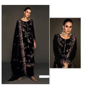 El terciopelo más vendido Salwar Kameez & Chinon Dupatta con bordado pesado y sensación suave Ideal para mujer Ropa cultural y de Festival - Product Image 1