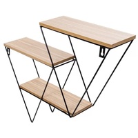 Grande étagère murale décorative en fer à double Triangle de qualité de luxe à 3 niveaux avec dessus en bois pour étagère murale support organisateur de plante...