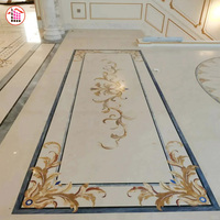 Carreaux de marbre à jet d'eau de fleurs Motif de sol design Matériaux de construction Conception de médailles Carreaux de sol à jet d'eau incrustés de marbre