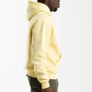 Sudadera con Capucha Amarilla Extra Grande para Hombre, Color Sólido, Felpa, Informal, para Otoño, Corte Regular, Tejido de Algodón - Product Image 2