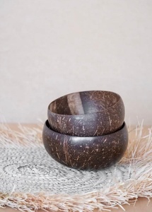 Lot de 4 bols en noix de coco bio Plat en noix de coco naturelle pour les fêtes d'été et la décoration intérieure-Écologique - Product Image 4