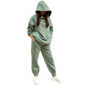Custom Women's <b>Two</b> <b>Piece</b> Outfits Long Sleeve Crewneck Sweatsuit With Jogger Pants <b>Lounge</b> Wear <b>Sets</b> With Pockets - Product Image 2