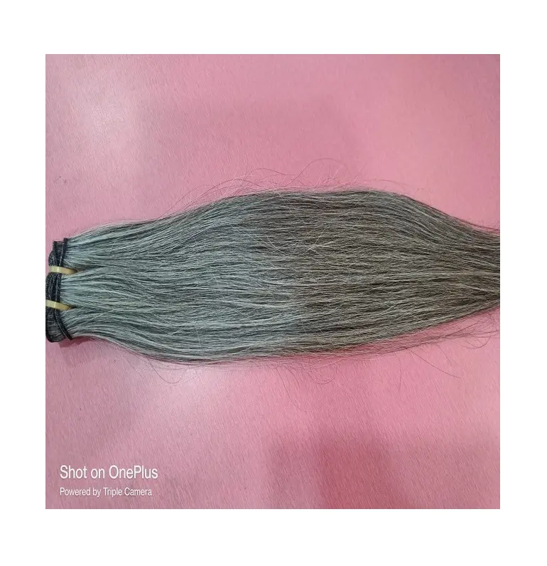 Venta al por mayor de extensiones de cabello humano ondulado gris natural 100% extensiones de mechones de cabello humano Remy brasileño