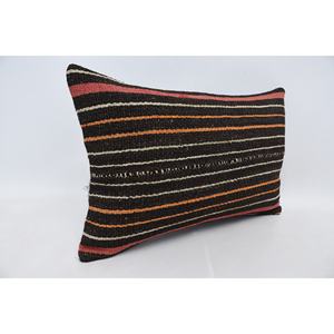 Lana marrón Kilim 16x24 pulgadas Almohada de lujo Diseño de estampado floral y vintage Ropa de cama portátil para Navidad - Product Image 3