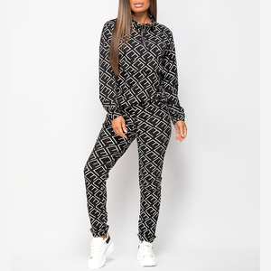 Venta caliente Nueva llegada Sublimación Impreso Dos piezas Mujeres Chándal Moda Punto Casual LadyJogging Traje - Product Image 2