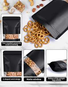 Sacs en aluminium classiques faits à la main refermables avec fenêtres givrées pour l'emballage de biscuits, gâteaux, chocolats, bonbons - Product Image 3