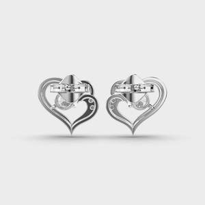 Pendientes de Diamantes Cultivados en Laboratorio con Certificación IGI, Diseño de Doble Corazón, Plata de Ley 925, Pendientes Románticos de Diseño - Product Image 4