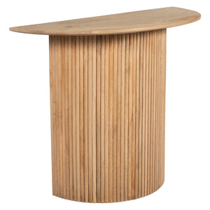 Dernière demi-circulaire moderne en bois de manguier massif incurvé avec finition naturelle entrée en bois couloir salon maison bureau Console Table - Product Image 2