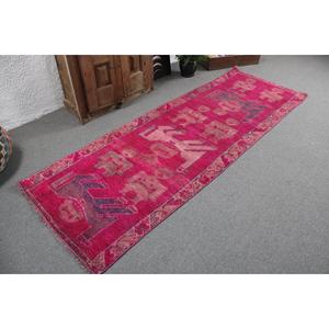 Vintage 3x8.7 ft <b>Runner</b> Rug, Turkish Rug, Herki <b>Red</b> Floral Rug - Product Image 2