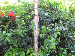 Cadena de lluvia de eslabones de cobre grande, elemento arquitectónico elegante, eslabones de cobre sólido vendidos por pie, incluye gancho en V, decoración Ideal para exteriores - Product Image 6