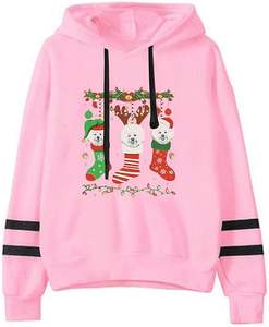 เสื้อฮู้ดดี้พิมพ์ลายสัตว์คริสต์มาสแบบกำหนดเอง OEM ผ้าฝ้ายโพลีเอสเตอร์ 100% สกรีนโลโก้ตามสั่ง เสื้อฮู้ดดี้แบบซับลิเมชั่นสั่งทำพิเศษ - Product Image 1