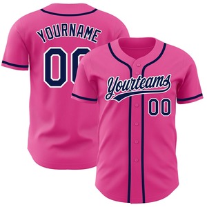 Meilleures ventes Maillot de baseball authentique rose marine-blanc personnalisé Ensemble grande taille et respirant Vêtements d'équipe personnalisés - Product Image 1