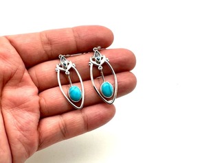 Bijoux pour femmes Boucles d'oreilles style bohème en argent sterling 925 Boucles d'oreilles en argent sterling turquoise tendance Boucles d'oreilles faites à la main Cadeau pour - Product Image 1