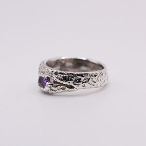 Handmade 925 Sterling Silver Sand Cast Amethyst Branch <b>Ring</b> Organic Unisex Minimalist Engagement Anniversary Wedding Band Made - Product Image 4