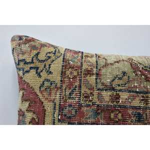 <b>Bohemian</b> Kantha Patchwork Wool Pillow 16x24 Inch Beige Woven Floral Vintage Pattern Portable for <b>Bedding</b> Living for Christmas - Product Image 2