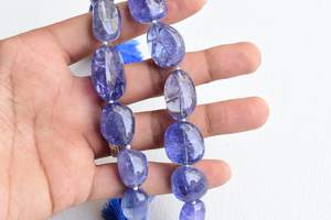 Collar de Tanzanita Natural con Cuentas Pulimentadas, Piedras Azul Violeta, Calidad Excelente AA, Joyería Curativa para Uso Diario - Product Image 3