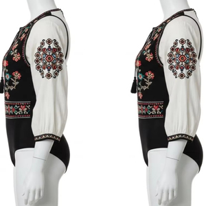 Body de Mujer Bordado a Mano, Tela de Algodón Ecológica, Transpirable, Informal de Primavera, Uso Diario, Ropa Sostenible al por Mayor - Product Image 5