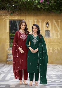 Salwar Kameez de Algodón Bandhej Mall Premium para Mujer, Encaje Elegante Puro, Secado Rápido, Corte Regular, Casual, para Fiestas Indias y Pakistaníes - Product Image 5