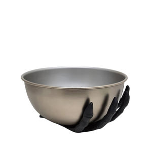 Bol rond en aluminium et fer Couleur argent et noir Bol décoratif pour Halloween et décoration de table Personnalisé - Product Image 1