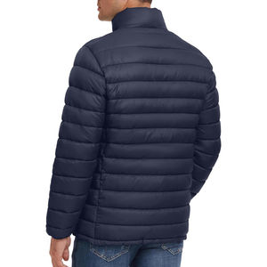 Chaqueta de invierno unisex con diseño de logotipo personalizado, chaqueta acolchada con azul, impermeable, fino, acolchado, de poliéster, con cremallera larga, estilo informal para hombre - Product Image 2