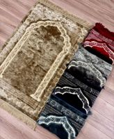 Tapis de prière turc islamique en velours gaufré de luxe, imprimé floral, avec pompons, tapis de culte musulman doux, OEM ODM